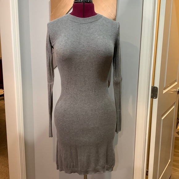 august silk Dresses & Skirts - Gray button back sweater dress